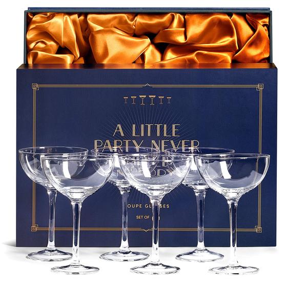 Imagem de Copos Champagne Coupe Say Ho Um Vintage Crystal, conjunto de 6