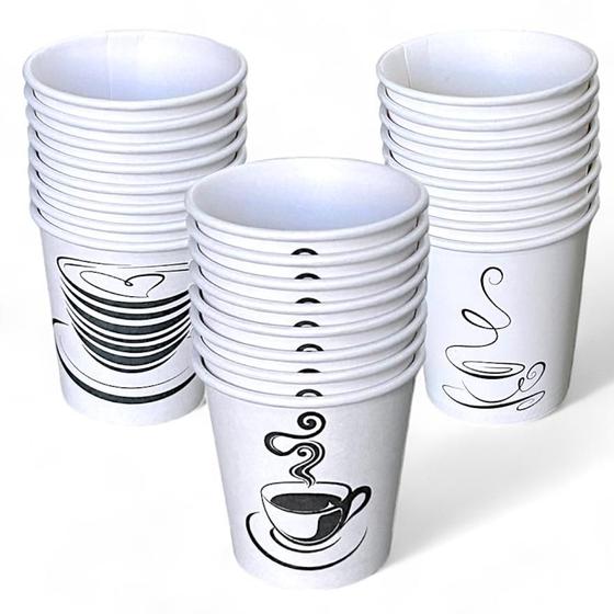 Imagem de Copos De Papel Branco 100ml Térmico P/ Café Decorado - Kit c/ 360 Unidades