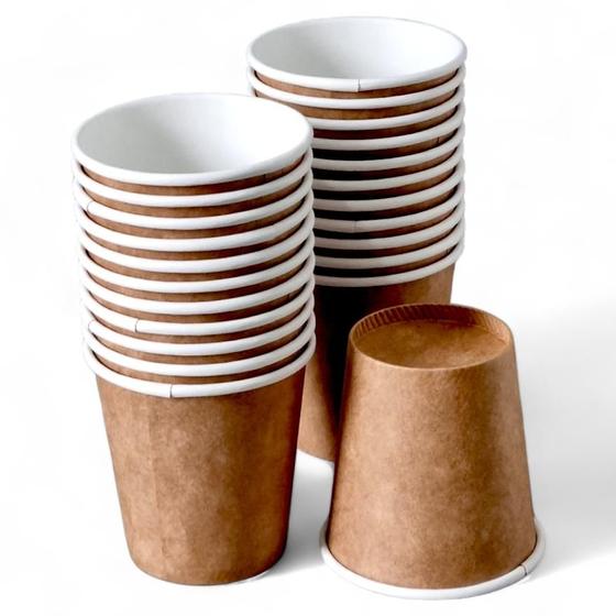 Imagem de Copos De Papel Kraft Café Chá 120 Ml Biodegradável - Kit c/ 100 Unidades