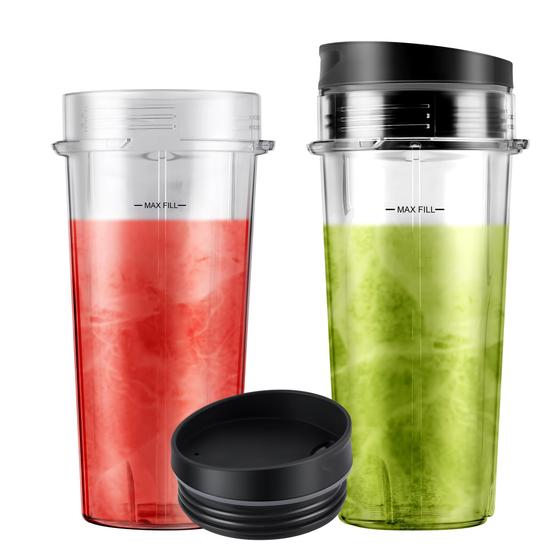 Imagem de Copos de Reposição para Blender Ninja - Pacote com 2 Unidades de 473ml com Tampas