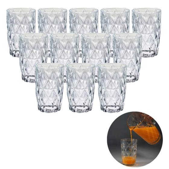 Imagem de Copos Diamante Transparente Mesa Posta 370ML Grosso 12 UN