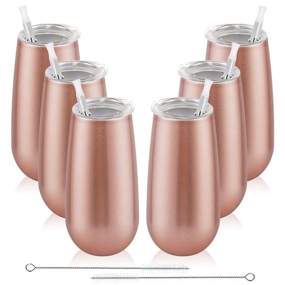 Imagem de Copos Isolados para Champanhe Lifecapido (180ml) - Pacote com 6 Unidades - Ouro Rosa