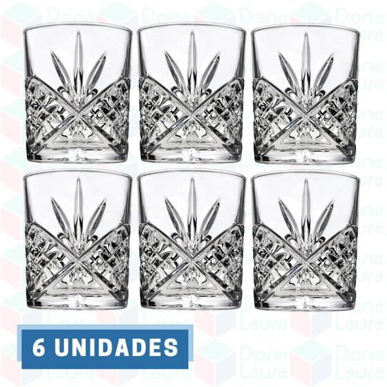 Imagem de Copos Vidro p/ Doses 330ML Whisky Licor Esmeralda 6 Unidades