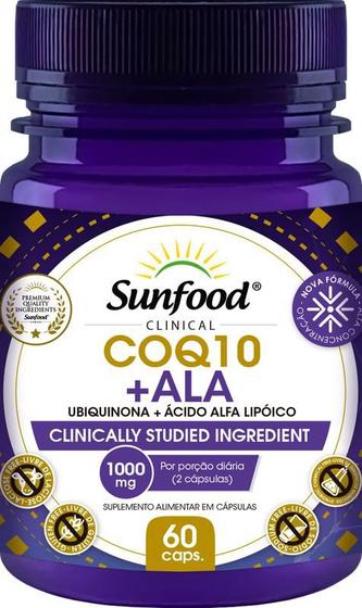 Imagem de COQ10 (Coenzima Q10) + ALA (Ácido Alfa Lipóico) 1000mg - Sunfood