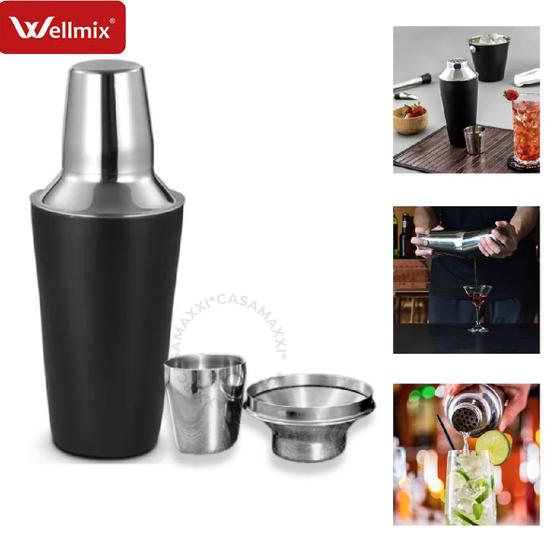 Imagem de Coqueteleira Barman 500Ml Preta Drink Profissional Inox