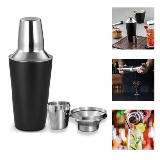 Imagem de Coqueteleira caipirinha profissional 750ml aço inox preta