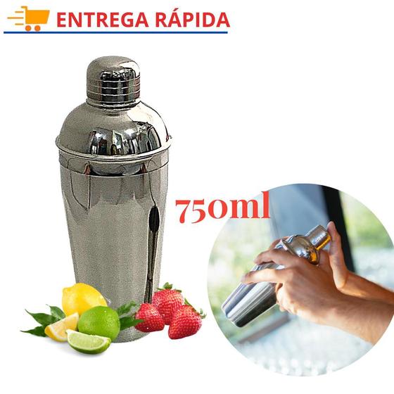 Imagem de Coqueteleira Inox 750ml 3 peças para Misturar Caipirinha Drink Coquetel Bebidas Barman Profissional Bar Churrasco