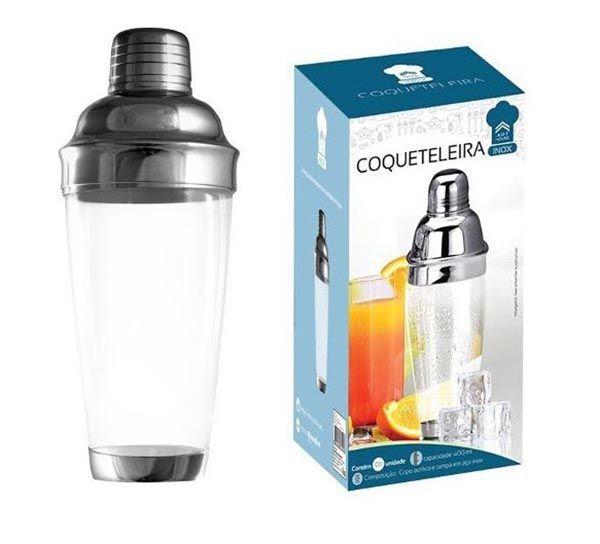 Imagem de Coqueteleira Inox Caipirinha Copo 400ML de Acrilico Bar Bebida Festa Coquetel (ZF2230)