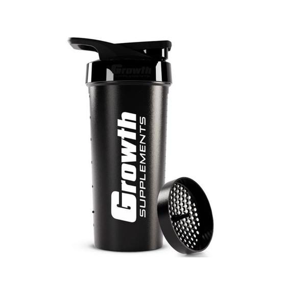 Coqueteleira Preta 600ml para Whey e Suplementos  Shaker Academia Resistente  Growth Supplements