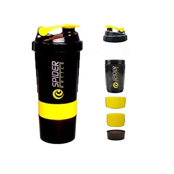 Imagem de Coqueteleira Shaker 500ml Spider Bottle 3 Divisões Academia Amarelo