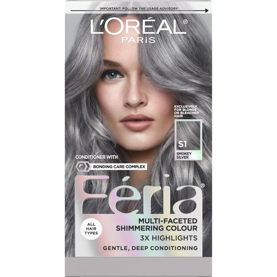 Imagem de Cor de cabelo permanente com brilho multifacetado Smokey Silver da L/Oreal Paris, pacote de 1