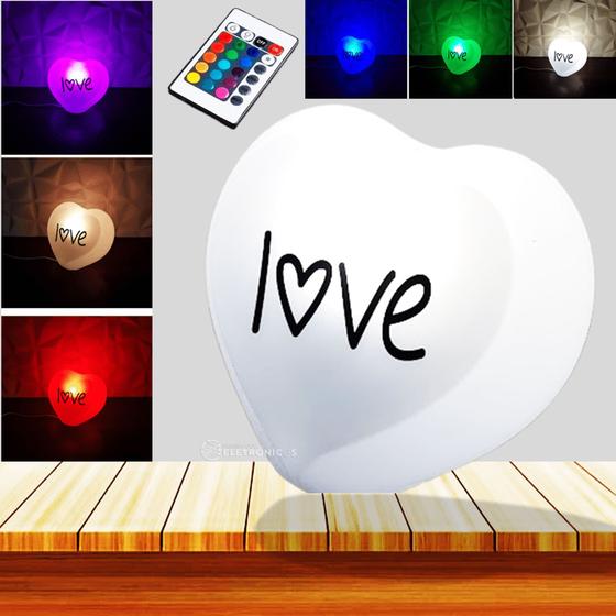 Imagem de Coração LOVE Luminária Controle Remoto LED RGBW Para Iluminação e Decorar 10010491