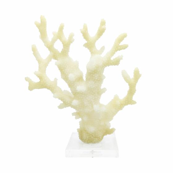 Imagem de Coral Decorativo Resina Branco Detalhes Reais Luxo