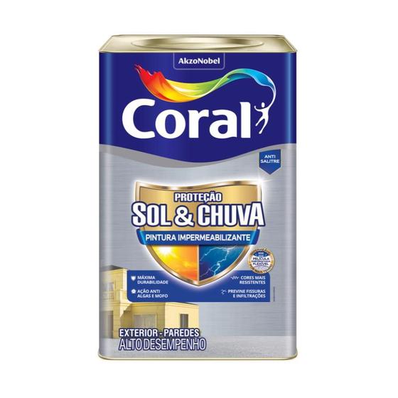 Coral Proteção Sol e Chuva Pintura Impermeabilizante Cor Branco 18l ...