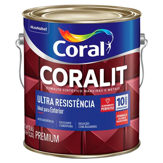 Imagem de Coralit Esmalte Ultra Resistência Marrom Conhaque Brilhante - 3,6 Litros - Coral/Akzonobel