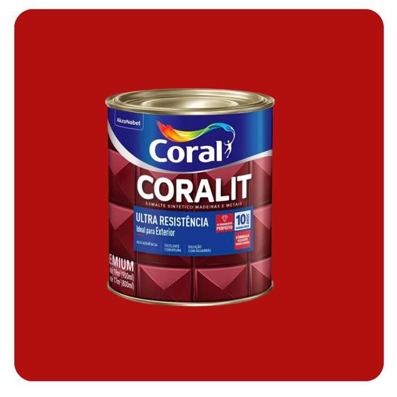 Imagem de Coralit Ultra Resistência Alto Brilho Vermelho 0,900mL Coral