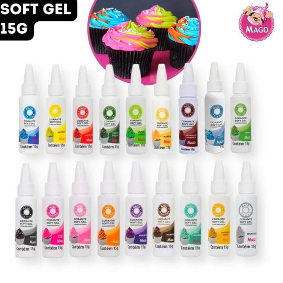 Imagem de Corante Alimentício Bolos Doces Bico Dosador Soft Gel Mago - 15g