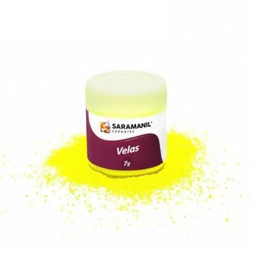 Imagem de Corante de Vela Amarelo Limão Fluorescente 7g Pó Saramanil Anilina A Óleo Tingimento Parafinas barra lentilha gel ceras pote