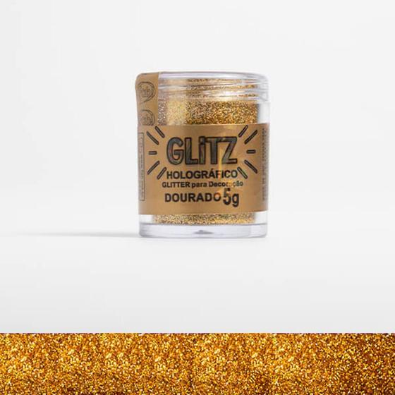 Imagem de Corante Em Pó Holográfico Dourado Glitter Brilho Decoração