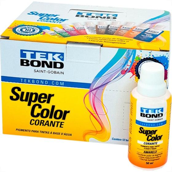 Imagem de Corante Para Tinta Tekbond Amarelo (50Ml) - Kit C/12 Pecas