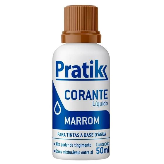 Imagem de Corante Pratik Líquido Marrom 50ml - Embalagem com 12 Unidades
