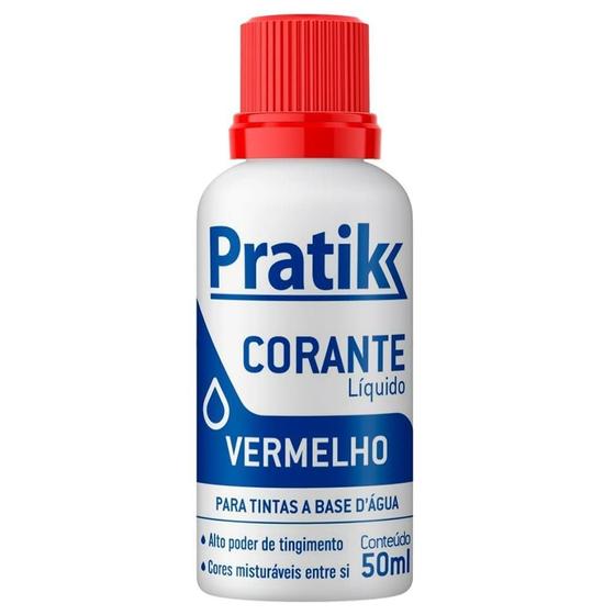 Imagem de Corante Pratik Líquido Vermelho 50ml - Embalagem com 12 Unidades