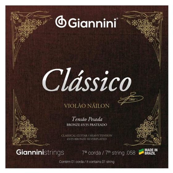 Imagem de Corda Avulsa Giannini Classico Pesada Violão Nylon 7a Corda