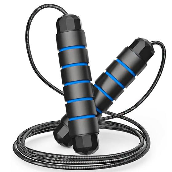 Imagem de Corda D Pular Exercício Funcional Speed Rope Rolamento Cabo De Aço 2,7m