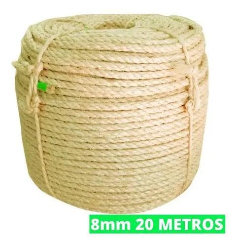 Imagem de Corda De Sisal 8mm 20 Metros Rasada Arranhador Para Gatos Artesanatos Decoração Amarração