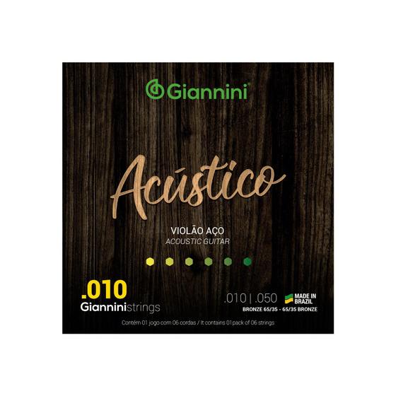 Imagem de Corda de Violão Aço Giannini Acústica Bronze 65/35 (010.050)