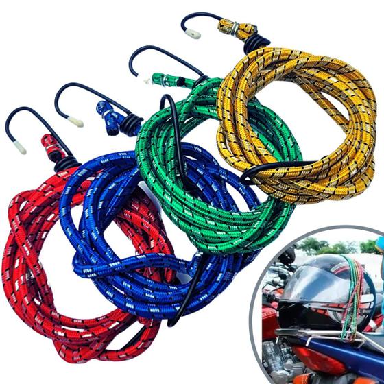 Corda Elástica Para Pagageiro Kit 4 Cordas de 1,50mt x 8mm P/ Moto ou Bike Resistente Estique Multiuso Fertak. Menor preço em Corda Elástica Para Pagageiro Kit 4 Cordas de 1,50mt x 8mm P/ Moto ou Bike Resistente Estique Multiuso Fertak.