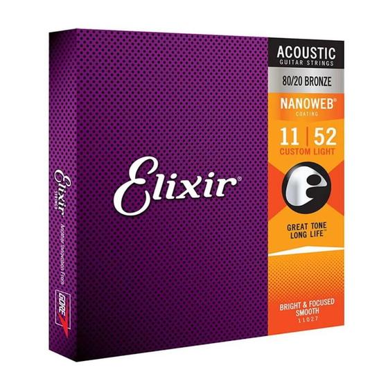 Imagem de Corda Elixir .011 Custom Light Phosphor Bronze para Violão Aço Nanoweb - 16027