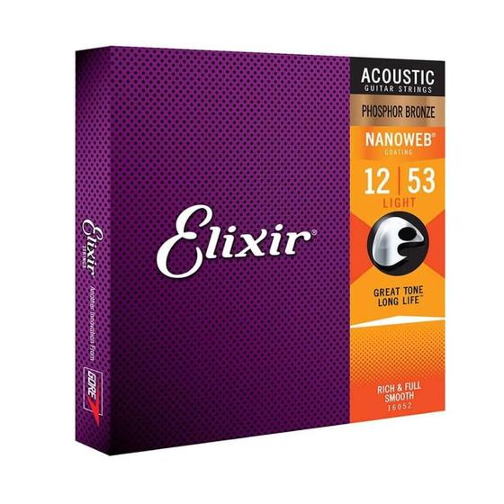 Imagem de Corda Elixir .012 Light Phosphor Bronze para Violão Aço Nanoweb - 16052