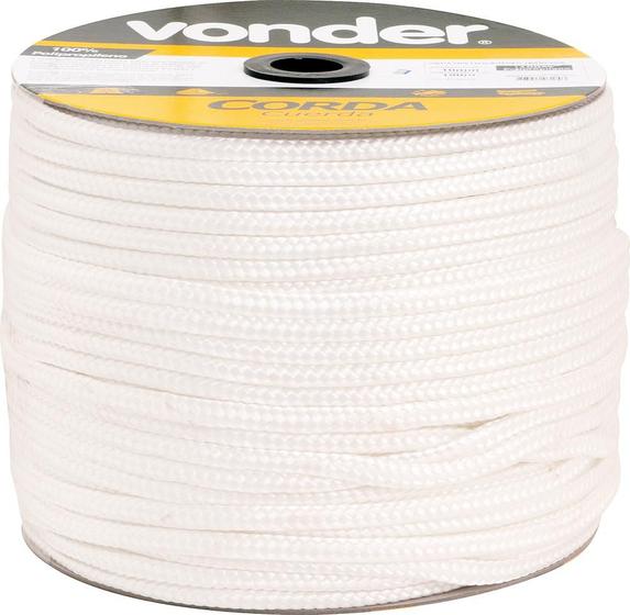 Imagem de Corda multifilamento trançada 12,0mm 8,0kg 140 metros branca polipropileno carretel - Vonder