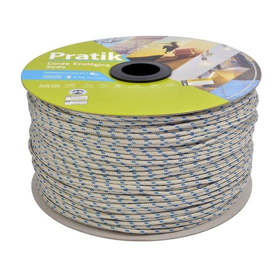 Imagem de Corda Pratik Trançada Pet Branco/Azul Carretel 4mm x 400m