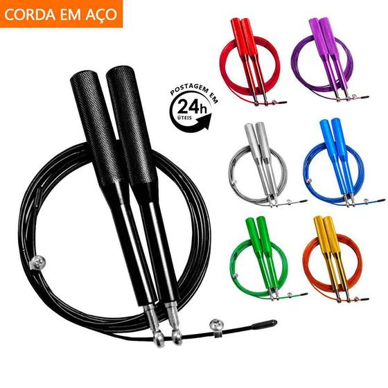 Corda Pular Aço Academia Funcional Boxe 3m Rolamento Speed Profissional ...