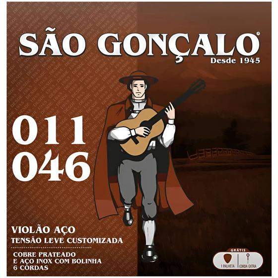 Imagem de Corda São Gonçalo P/ Violão Aço Tensão Leve Com Bolinha 011