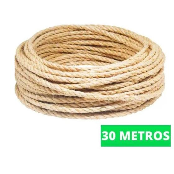 Imagem de Corda Sisal 6mm 30 Metros Rasada Arranhador Gato Artesanatos