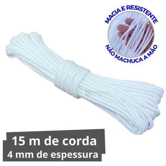 Imagem de Corda Varal Teto Reposição apto 15m mais resistente 4mm