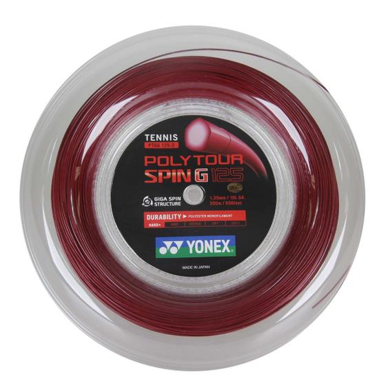 Imagem de Corda Yonex Polytour Spin G Vermelha - Rolo com 200 Metros