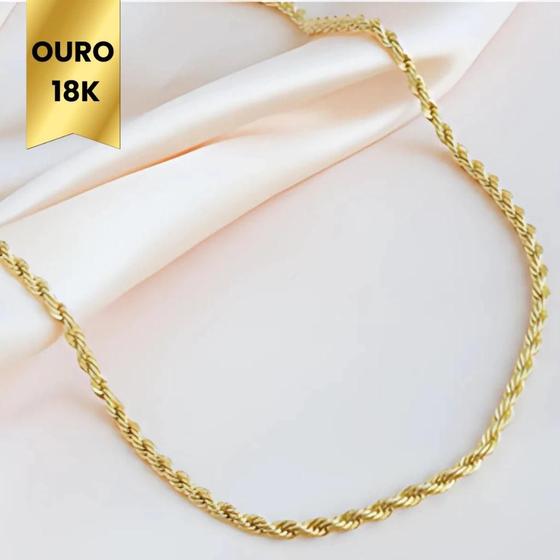 Imagem de Cordão Baiano 50cm Ouro 18k Unissex Colar Torcido Feminino