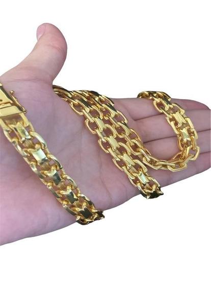 Imagem de Cordão Cadeado Duplo 13Mm - Banhado A Ouro