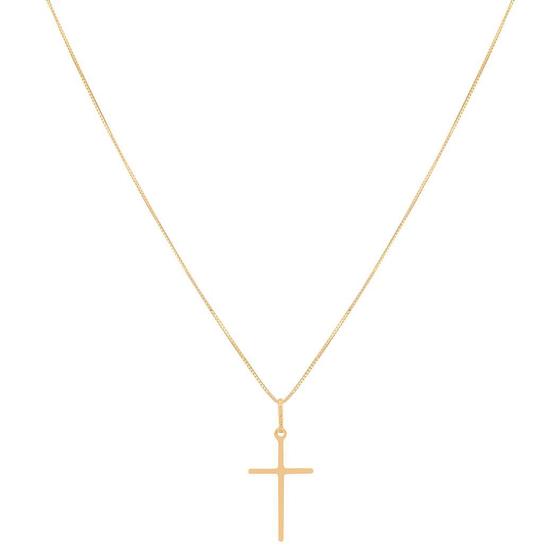 Imagem de Cordão Colar Corrente 45cm Pingente Cruz Crucifixo Ouro 18k