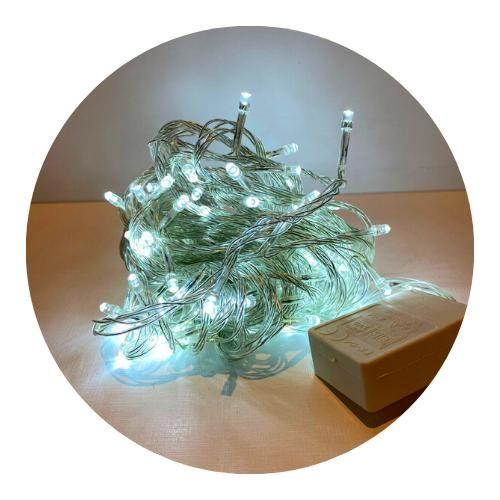 Imagem de Cordão Com 100 Lampadas De Led Formato Pequena Gota 10 Metros Fio Crystal Cor:Banco frio