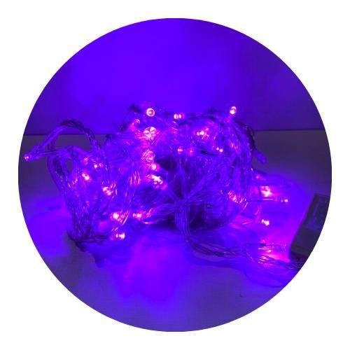 Imagem de Cordão Com 100 Lampadas De Led Formato Pequena Gota 10 Metros Fio Crystal Cor:Roxa