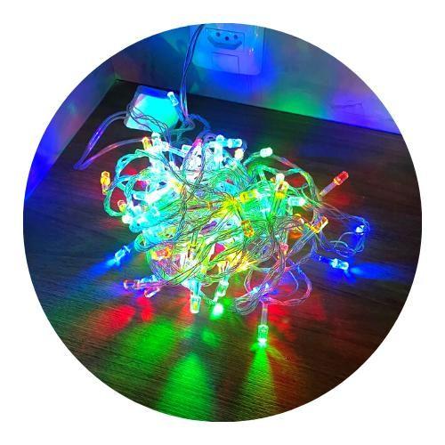 Imagem de Cordão Com 100 Lampadas Super Led Pisca Pisca 10 Metros 8 Funções Fio Crystal Cor:Colorido