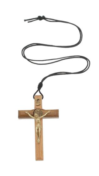 Imagem de Cordão Com Crucifixo De São Bento - 8cm Marrom Claro