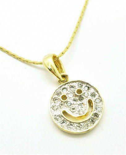 Imagem de Cordão Com Pingente Smile Strass Banho Ouro 18k 2659