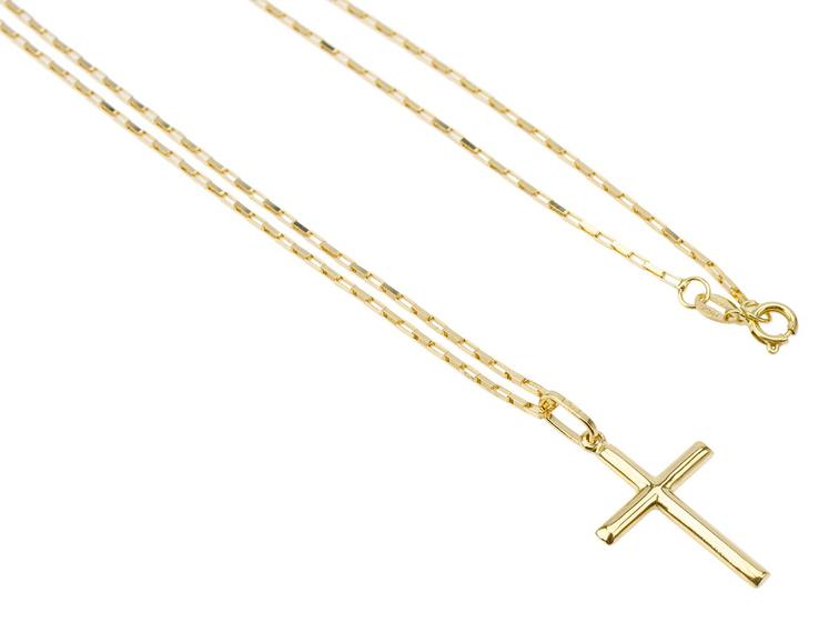 Imagem de Cordão Corrente 80cm E Pingente Crucifixo Ouro 18k 750