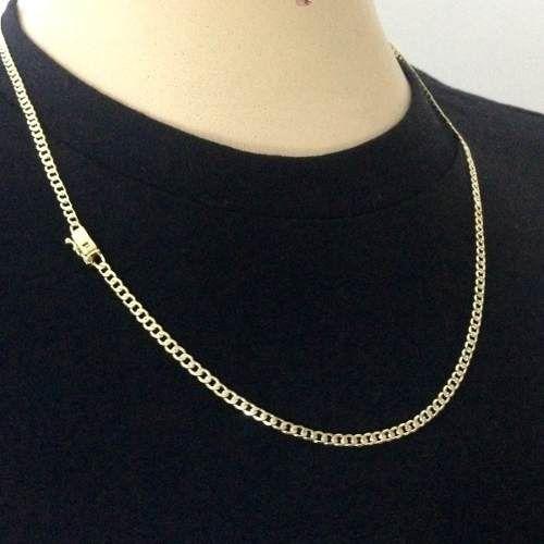 Imagem de Cordão Corrente C/ Fecho De Gaveta Folheado A Ouro 18K   60cm 3mm Grumet CURTA      - Excelente Acabamento